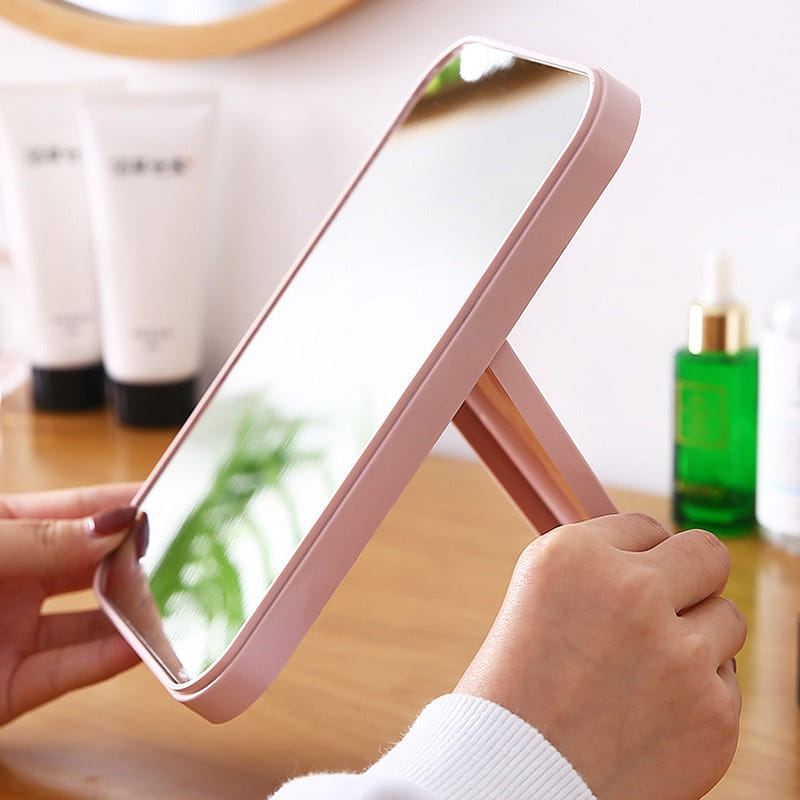 Folding Lighted Makeup Mirror Ultra Thin Daily Travel, small, pink 1 カウント