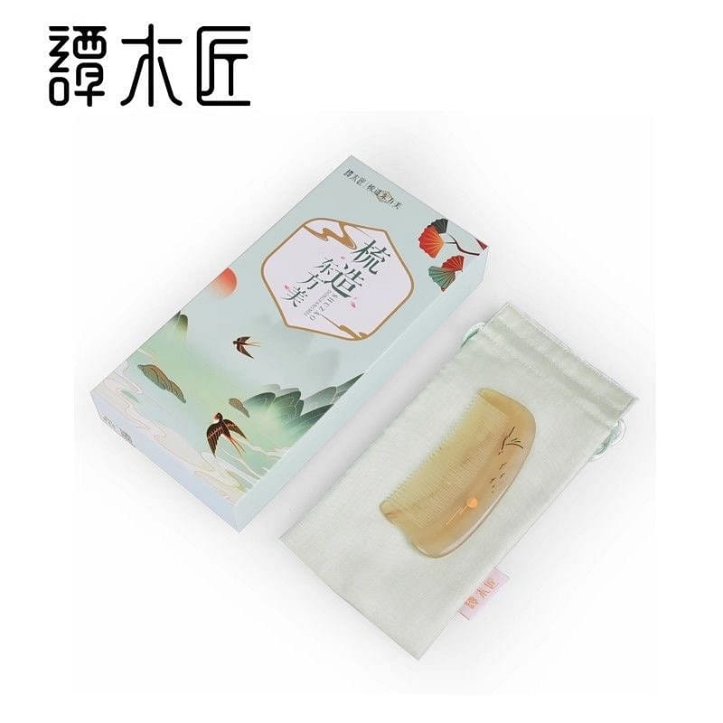 【谭木匠】天然羊角梳仙羽按摩梳 羊角梳子礼盒 1 份