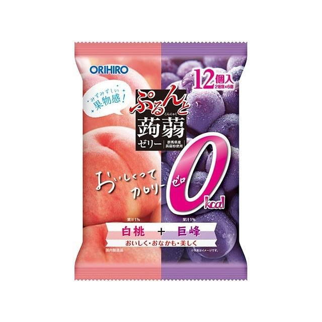 ORIHIRO Konjac Jelly White Peach & Grape 12pcs 1 each