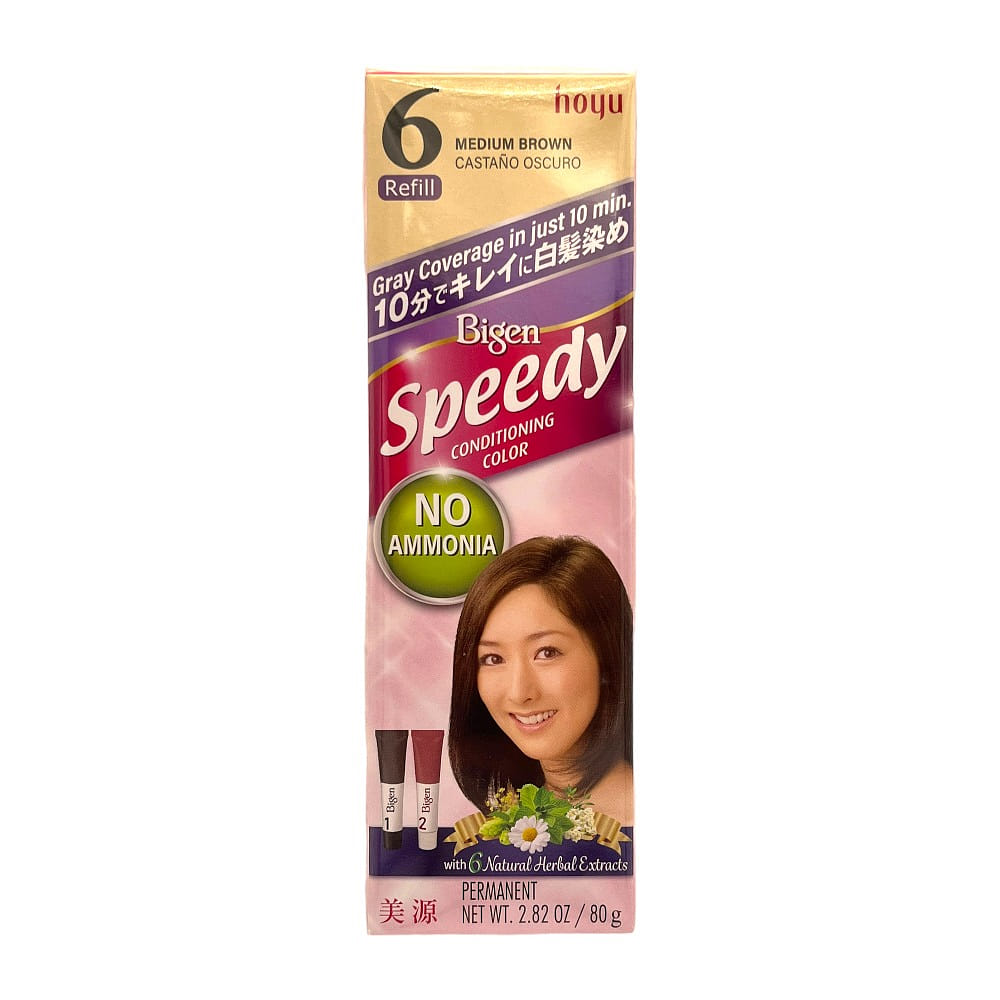 Japan Hoyu Bigen Speedy Hair Color # 6 Medium Brown No Ammonia 40g+40g Hair Dye 1 케이스