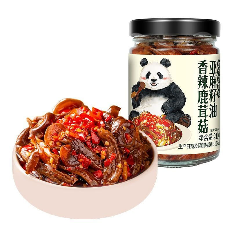 飯掃光香辣鹿茸菇亞麻籽油脆爽下飯菜辣椒醬210g 210 克