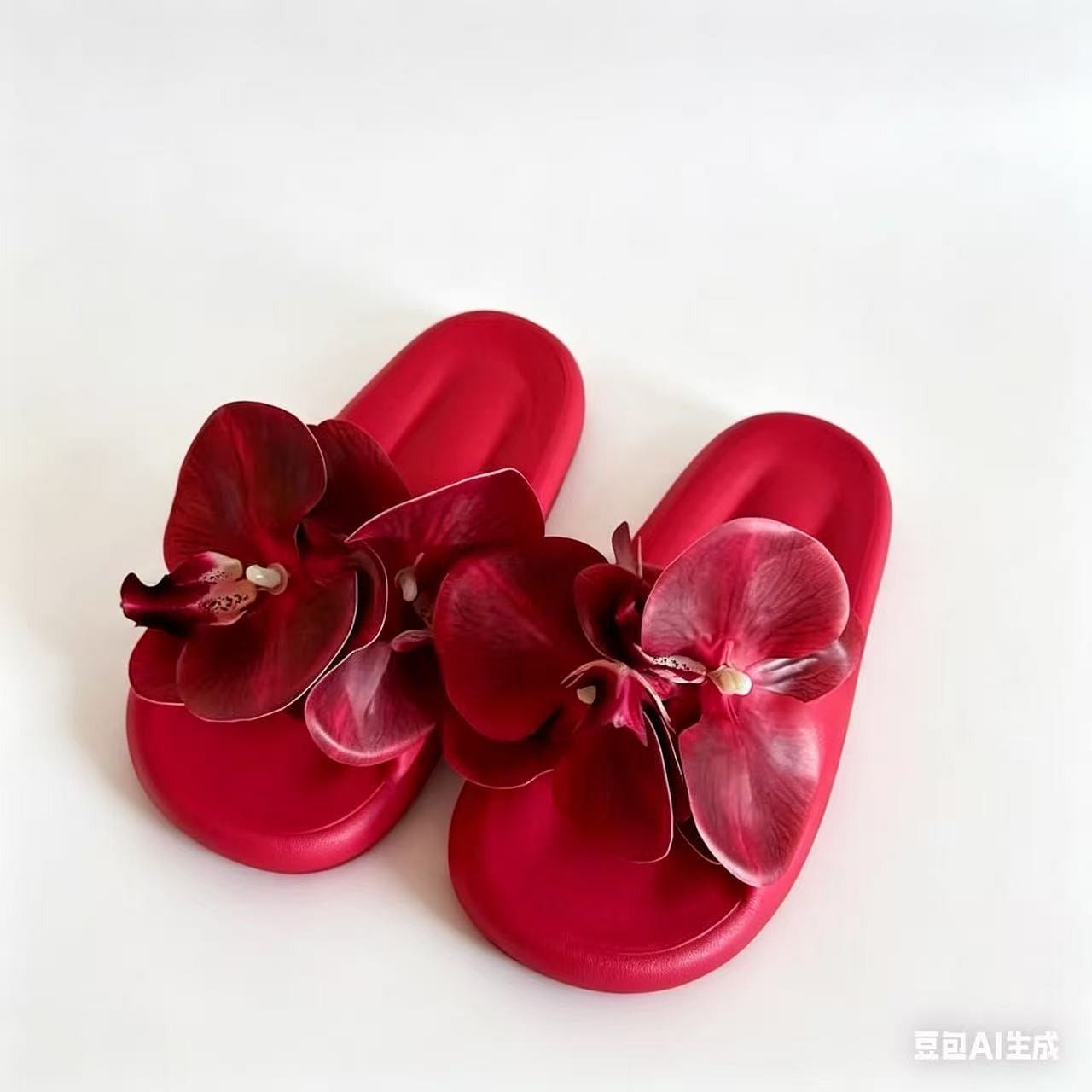 Red butterfly orchid women's slippers size 36-37/1 1 each