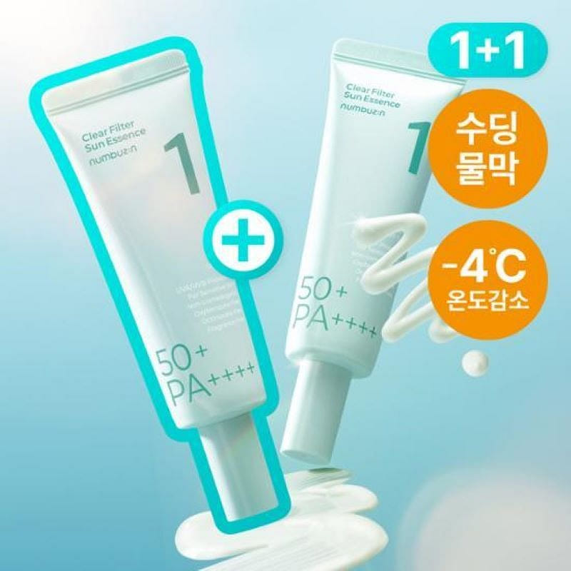 [쿨링진정] 넘버즈인 1번 청초 진정맑은 물막선크림 50ml+50ml 듀오기획 (SPF50+PA++++) 1 케이스