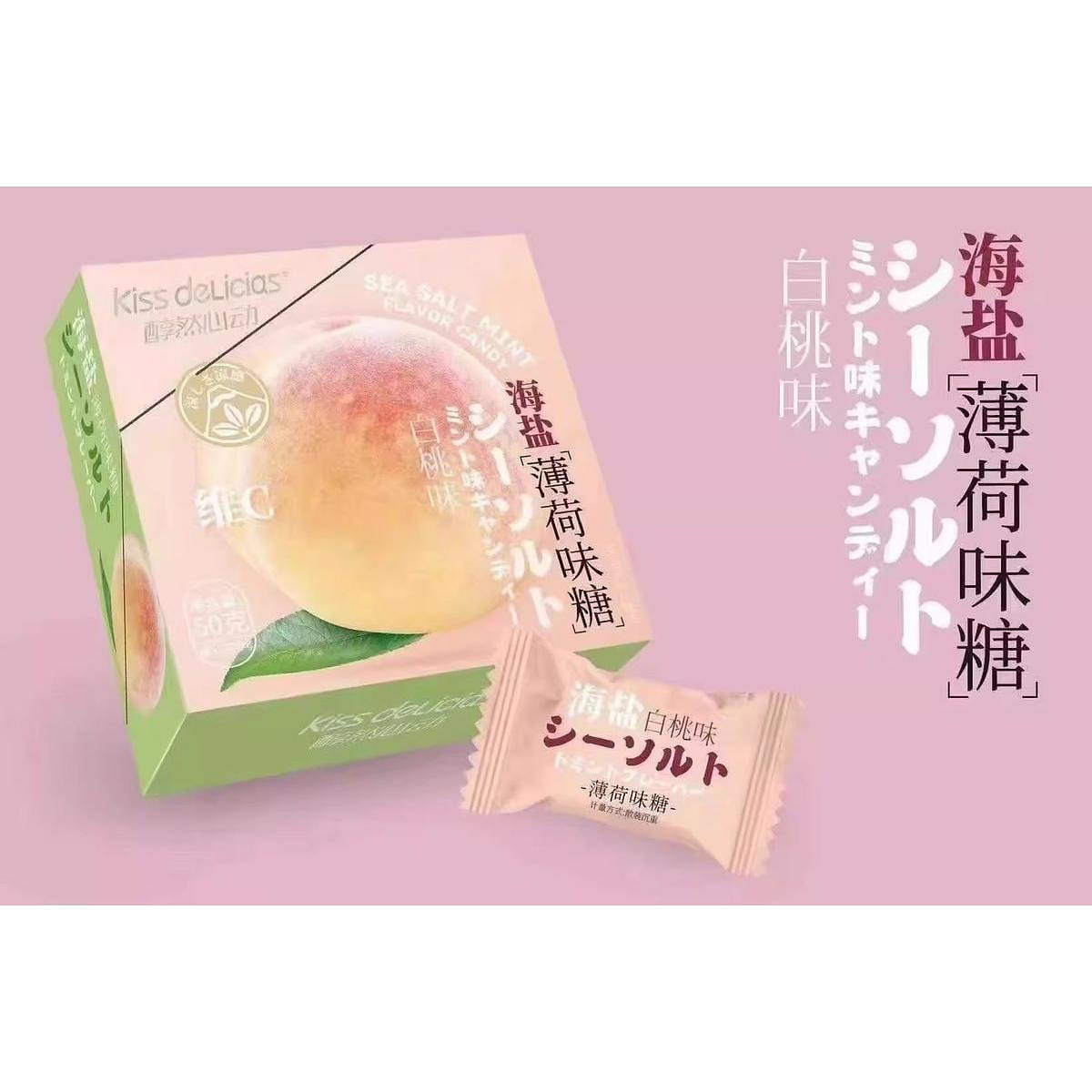 Kiss deLicias Sea salt white peach hard candy 50 그램