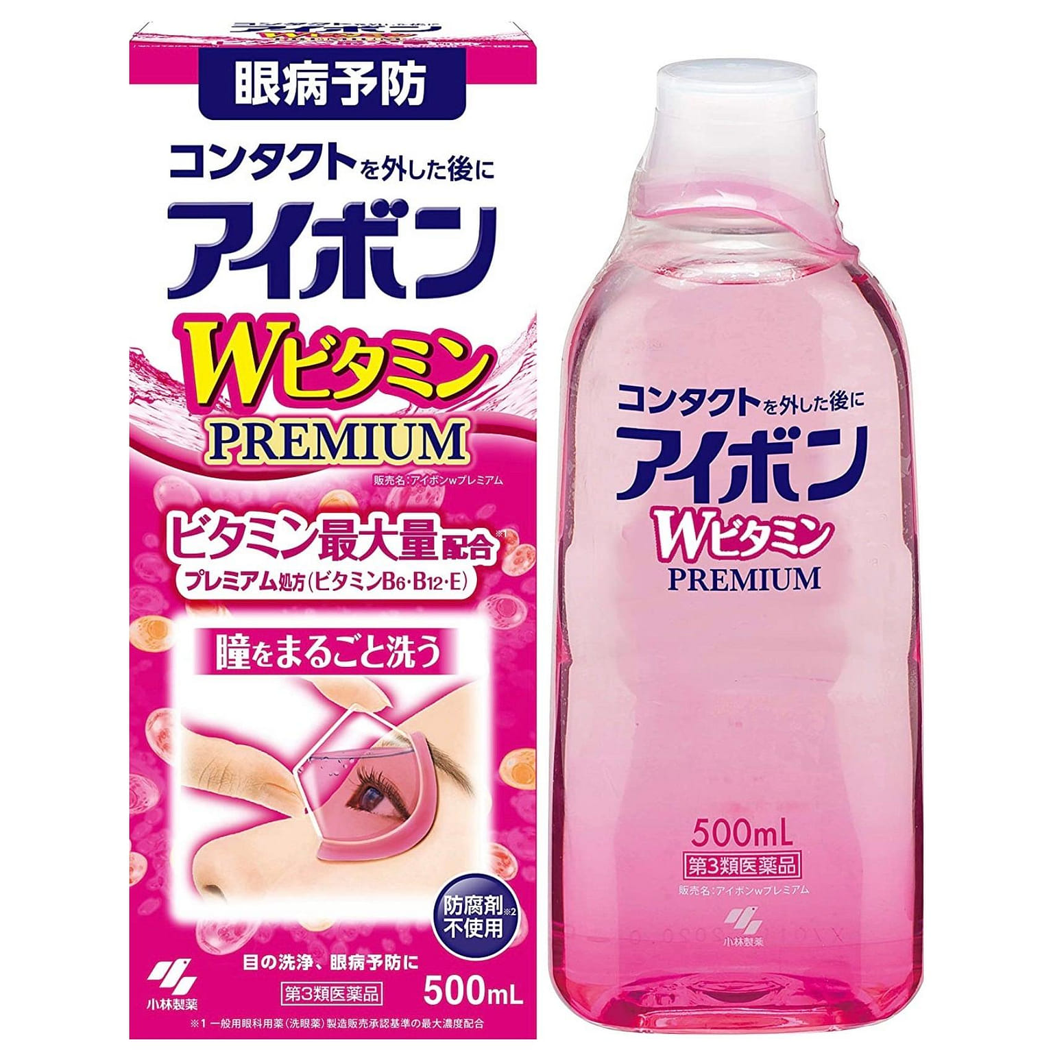 Kobayashi Eyebon W Vitamin Premium Eye Wash Liquid 500ml 1 ส่วน