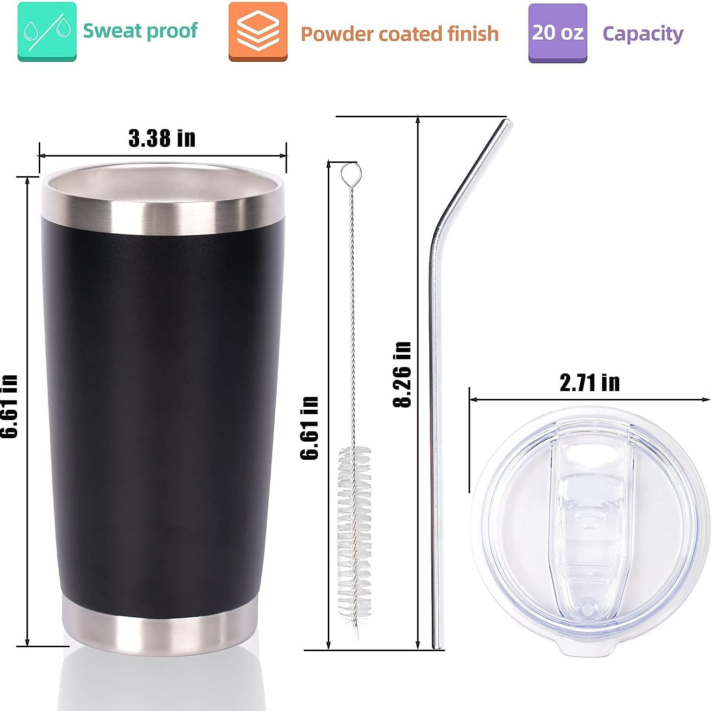 20 oz Coffee Travel Tumbler with Lid and Straw 1 개입