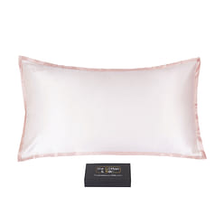 TheCoton&Silk  22姆米桑蚕丝枕套, Cream + Pink, King Size 0.5 磅