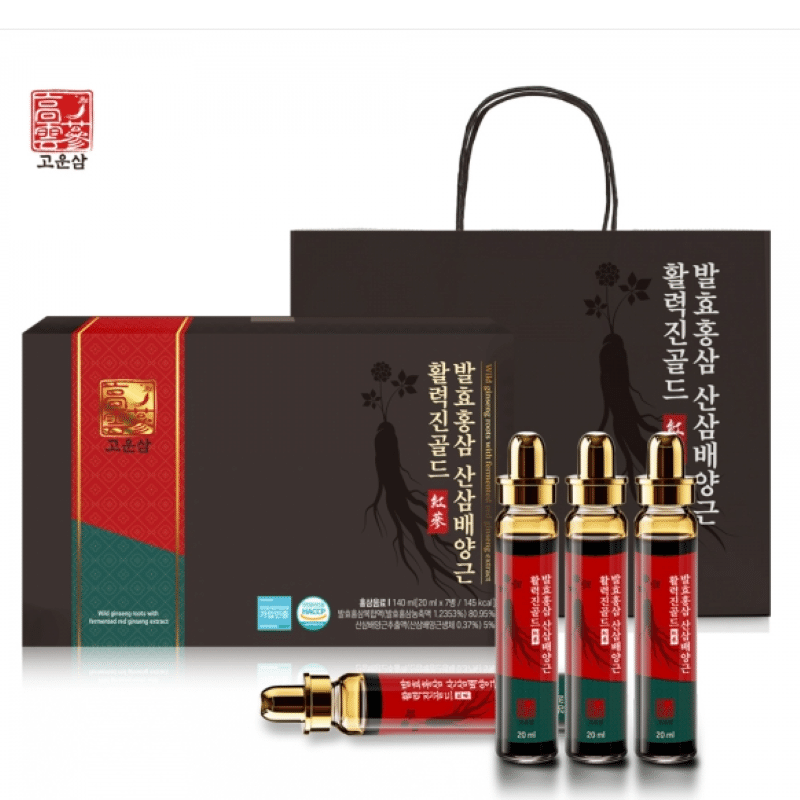 [한국 직배송] 발효홍삼 산삼배양근 활력진골드 앰플 20ml, 7병 140 밀리리터