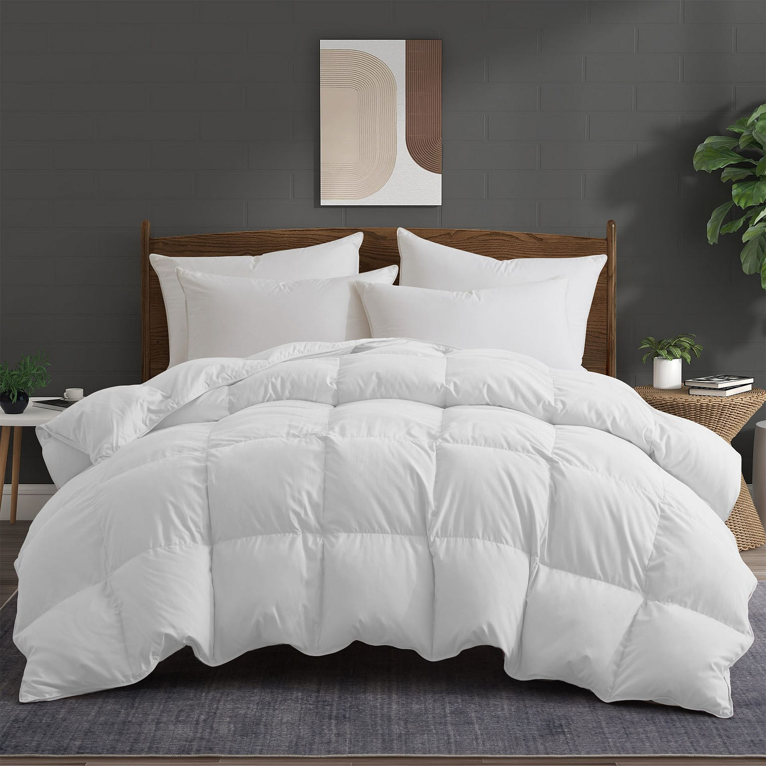 All Season Down Feather Fiber Comforter King White 1 케이스