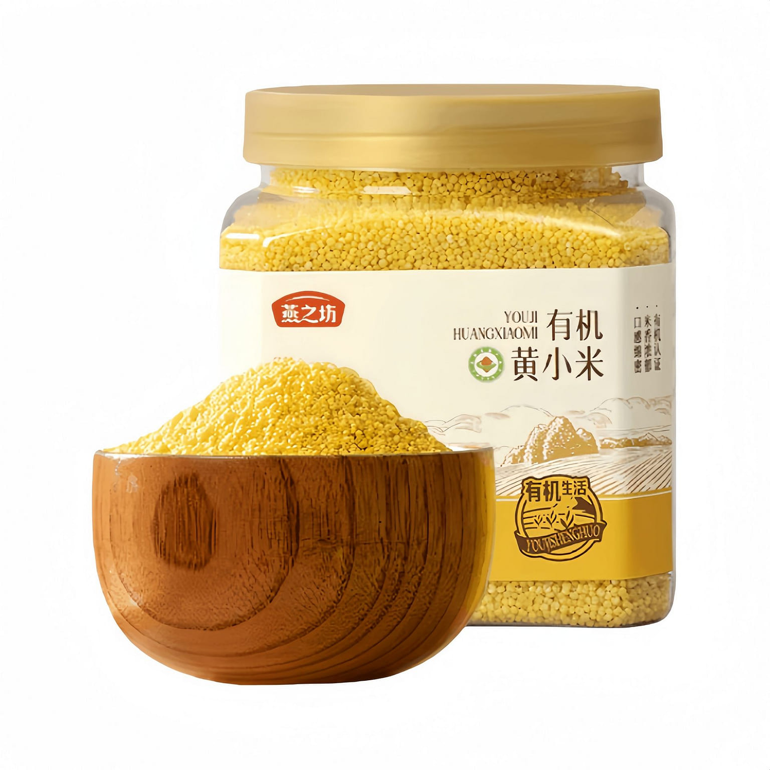 Yanzhifang Organic Golden Yellow Millet, 500g Jar 500 g