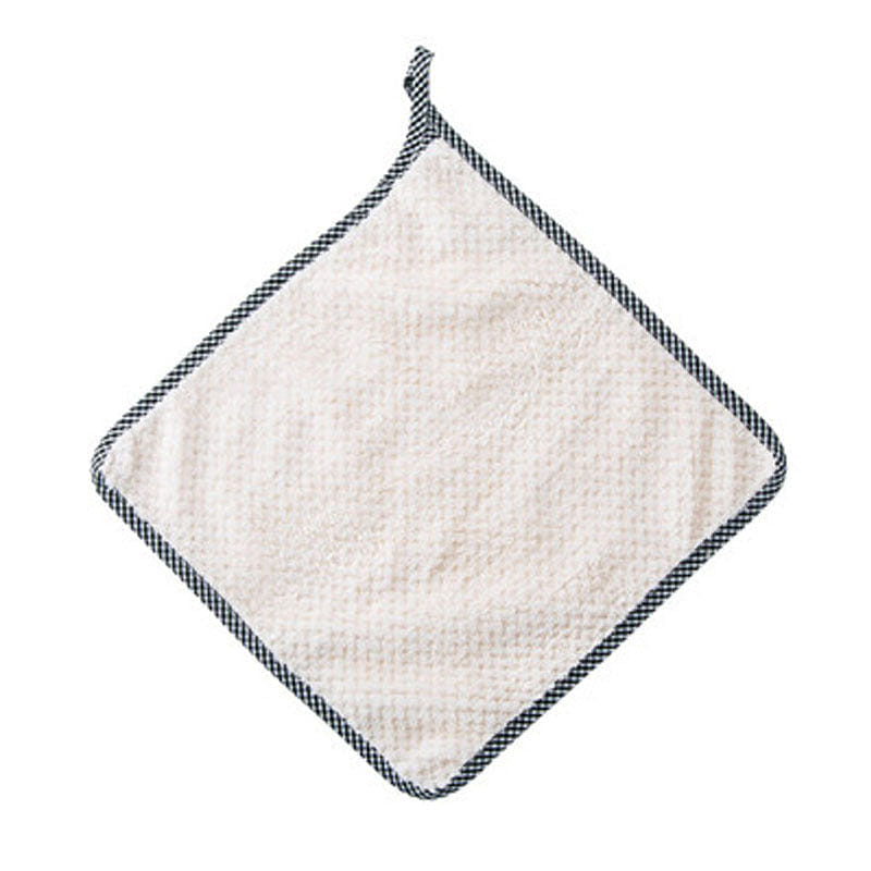 4 Count Pineapple Grid Non-stick Oil Coral Fleece Multi-purpose Dishcloth-White 4 カウント