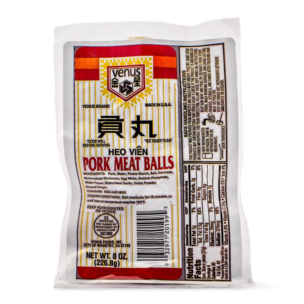 Venus Pork Meatballs, Frozen 8 oz