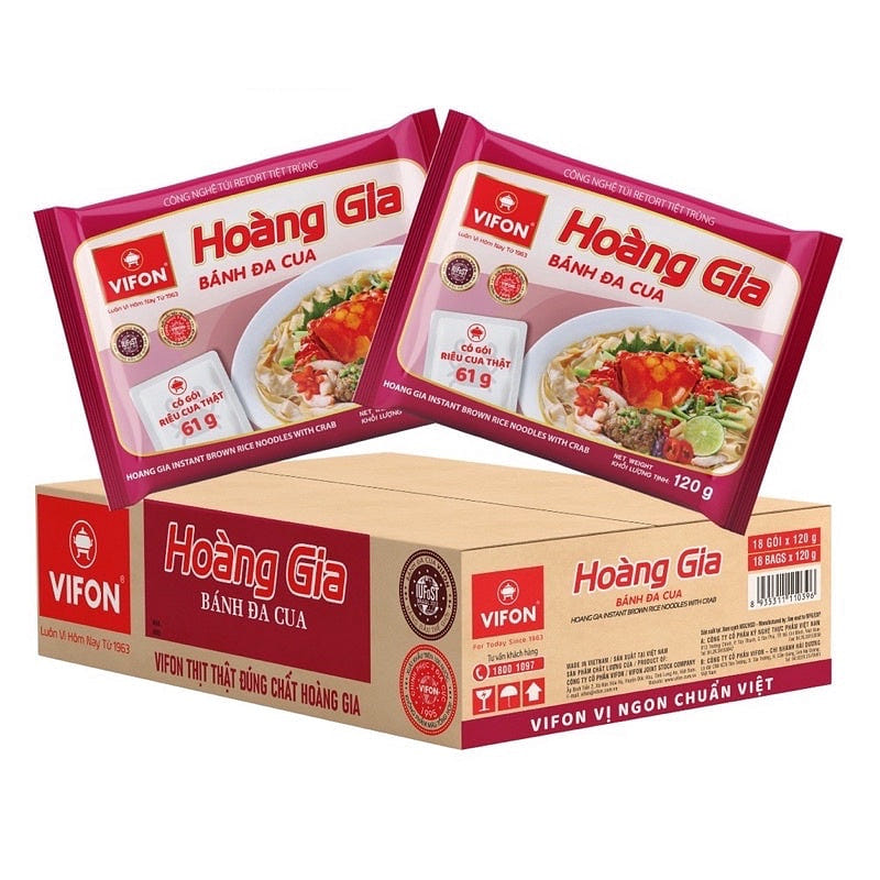 Bánh Đa Cua Vifon Hoàng Gia 120g 18 gói 1 each