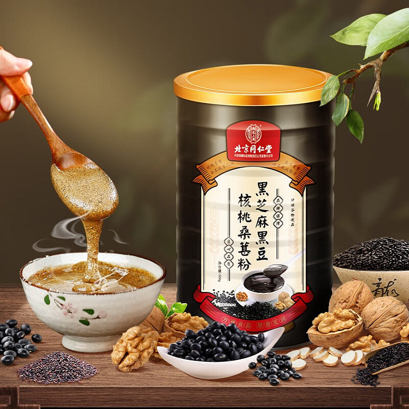 BEIJINGTONGRENTANG lack Sesame Black Bean Walnut Mulberry Powder 500 그램