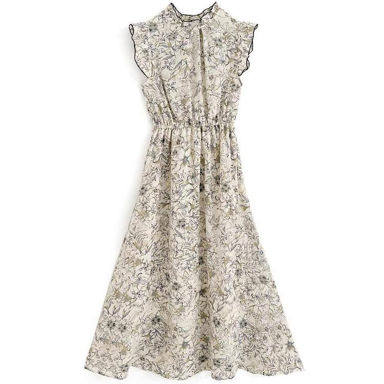 GRL Floral Flutter Dress Ivory M