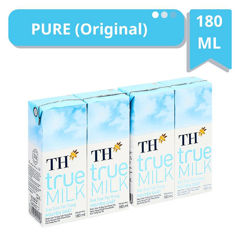 [TH] UHT Fresh Milk - Pure - 180ml (4 Packs) 1 each