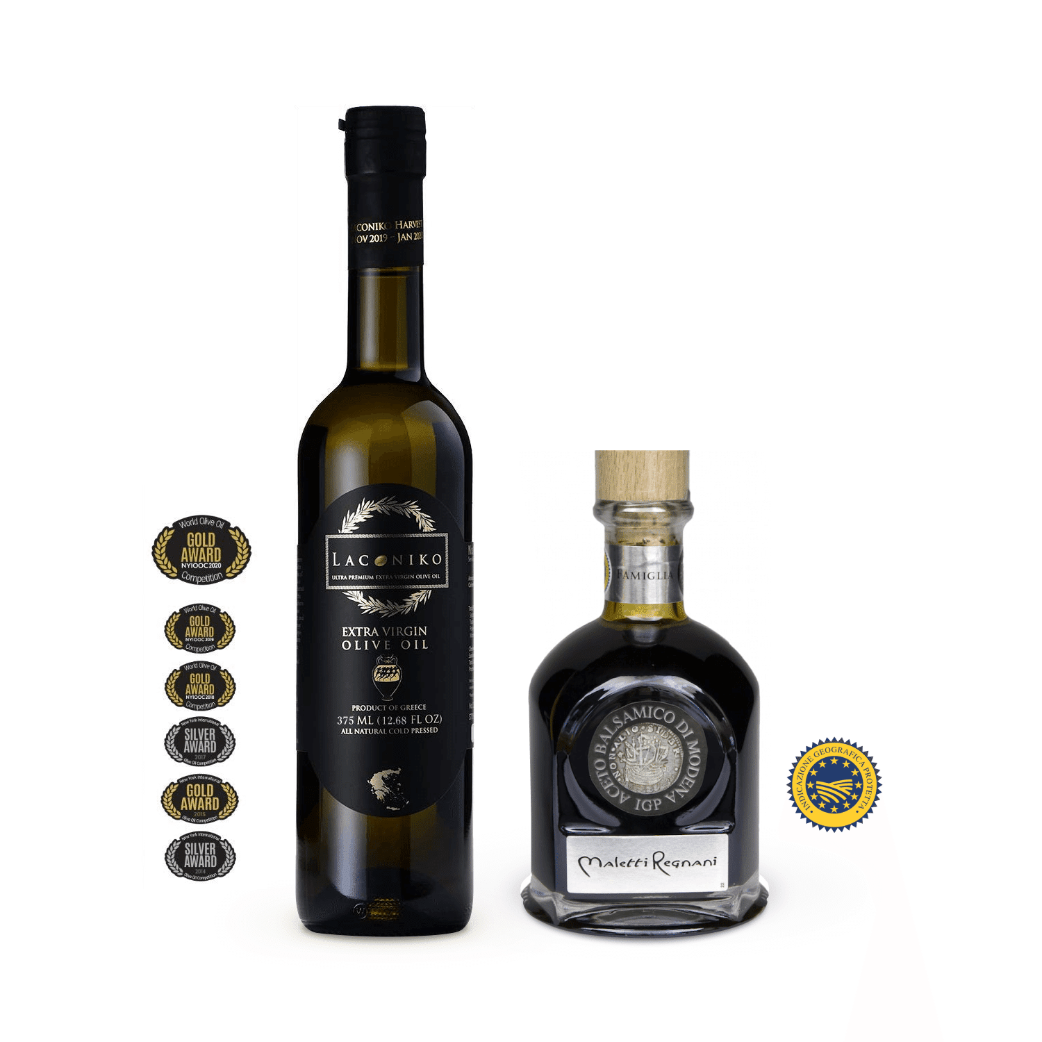 Premium Extra Virgin Olive Oil and Balsamic Vinegar of Modena Set 1 case