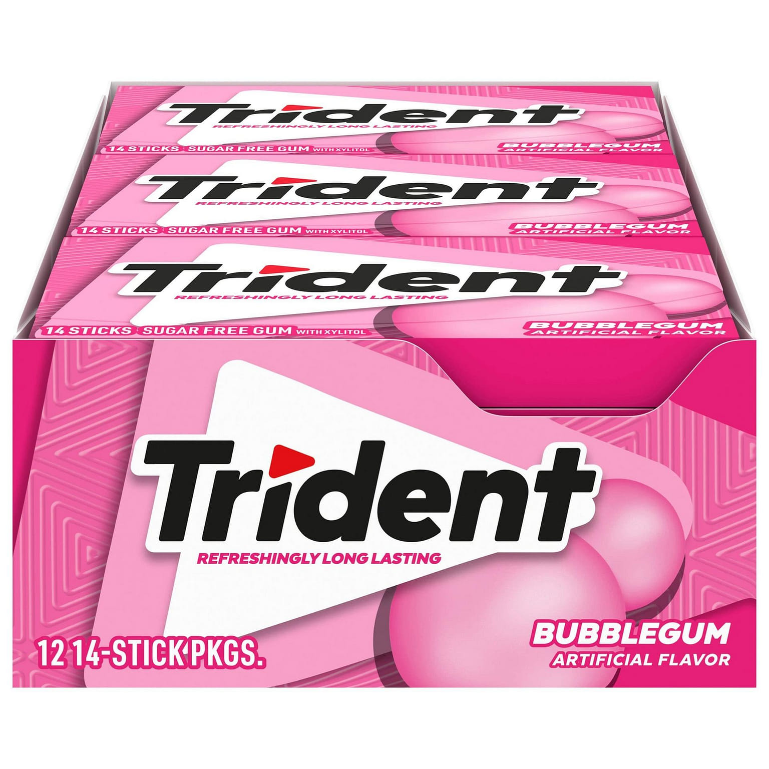 Trident Bubble Gum, 12 Trays, 14 Sticks Each 1 each