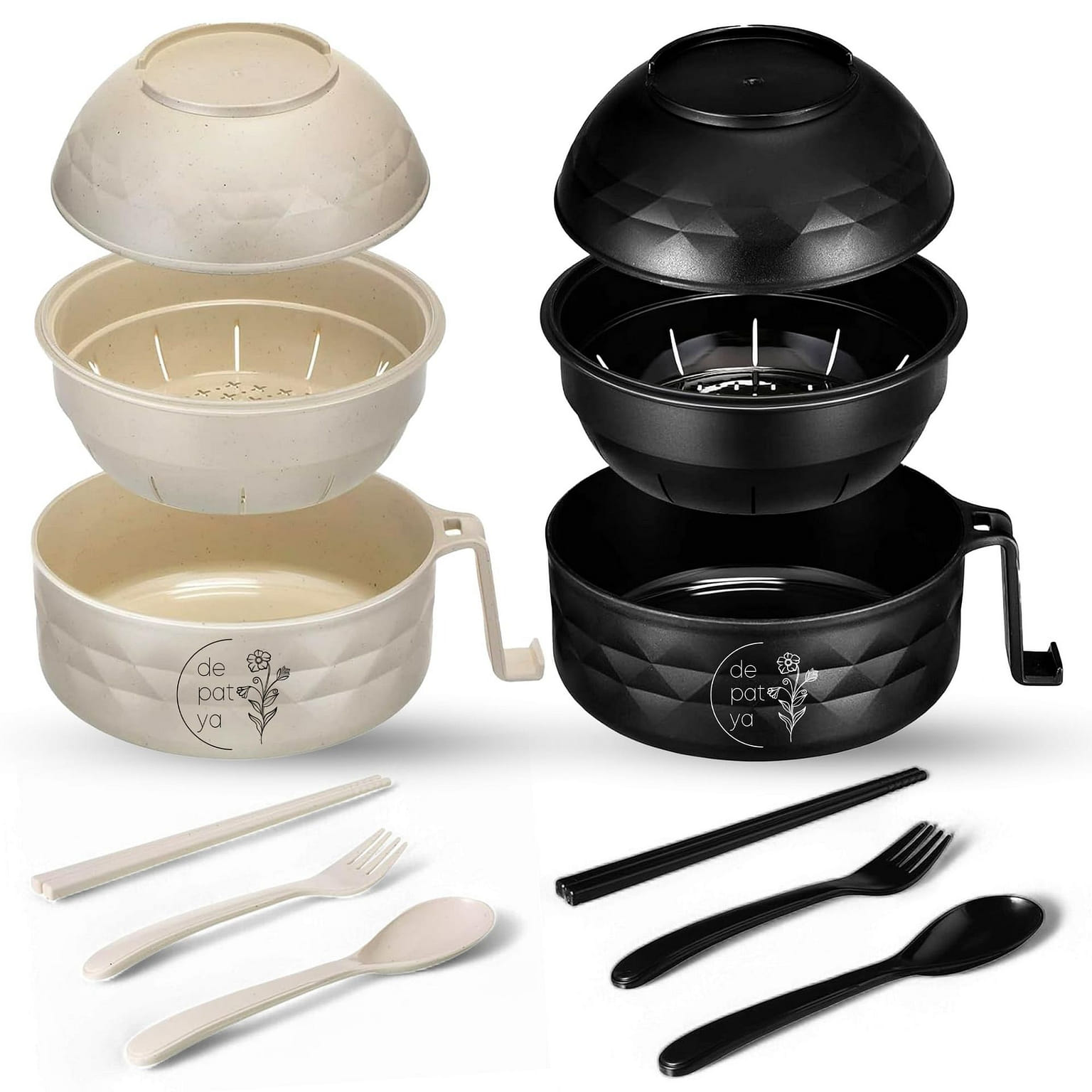 Ramen Bowl Microwavable,2PCS Noodle Bowls Strainer 1 each