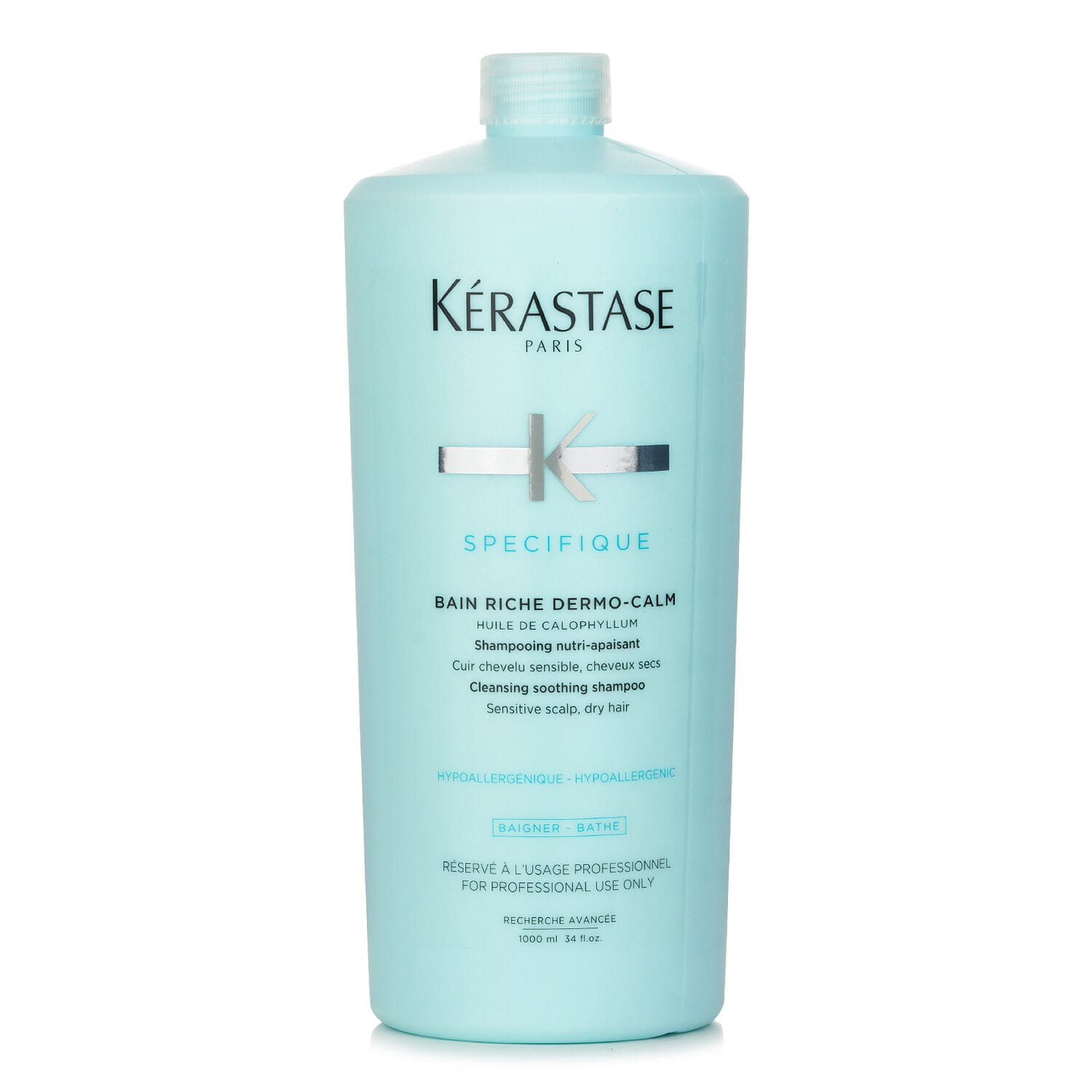 Kerastase Specifique Bain Riche Dermo-Calm Cleansing Soothing Shampoo (Sensitive Scalp, Dry Hair) 1000ml/34oz 1000 밀리리터