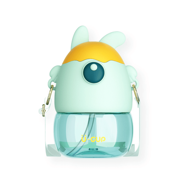 Summer Student Water Bottle Portable Strap Straw Water Bottle Bunny Cup Mint 450 มิลลิลิตร