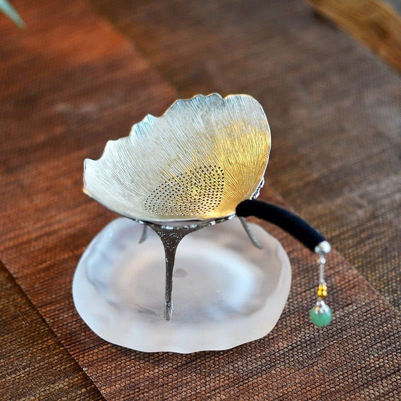 Ginkgo tea strainer+Ginkgo base+Bottom support 1 each