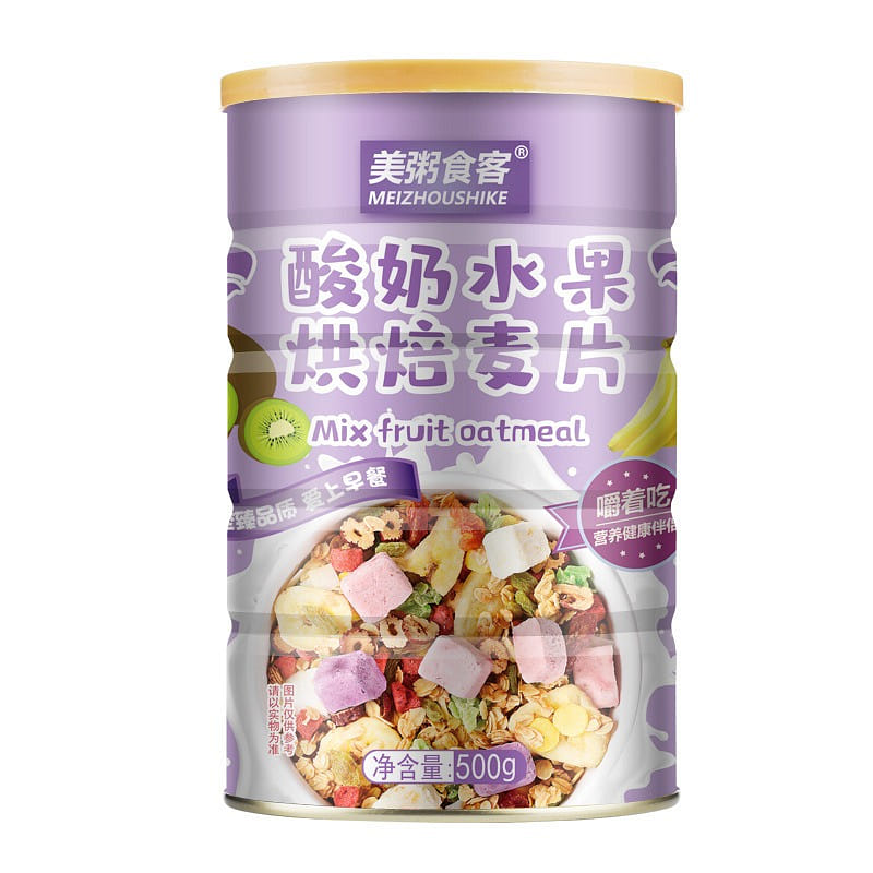 Meizhoushike Yogurt Fruit Baked Oatmeal 500g 1 can