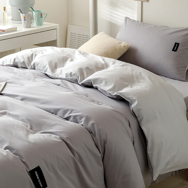 Solid Cotton Bedding Set Stone Gray+Grey Large 1 each