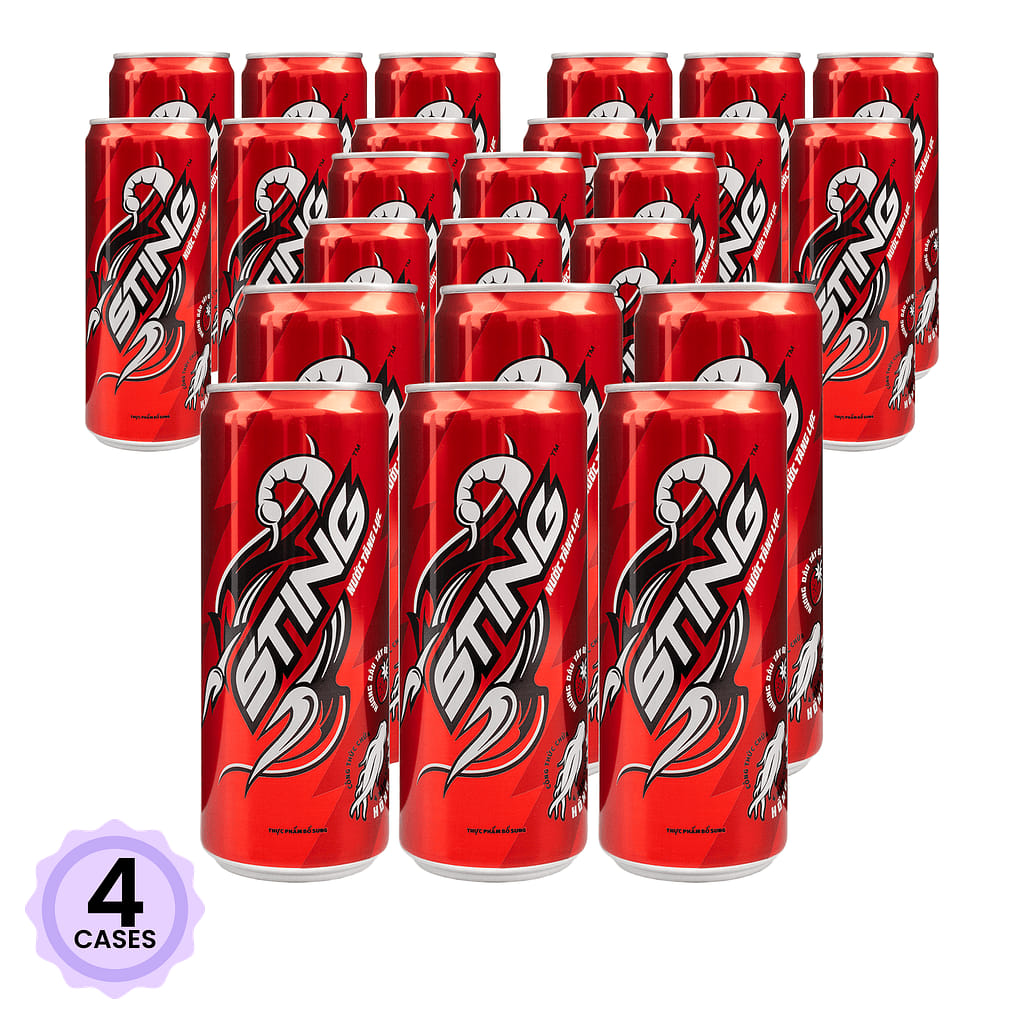 Sting Nuoc Tang Luc Energy Drink with Red Ginseng, Strawberry Flavor 320 毫升*6 包*4 箱