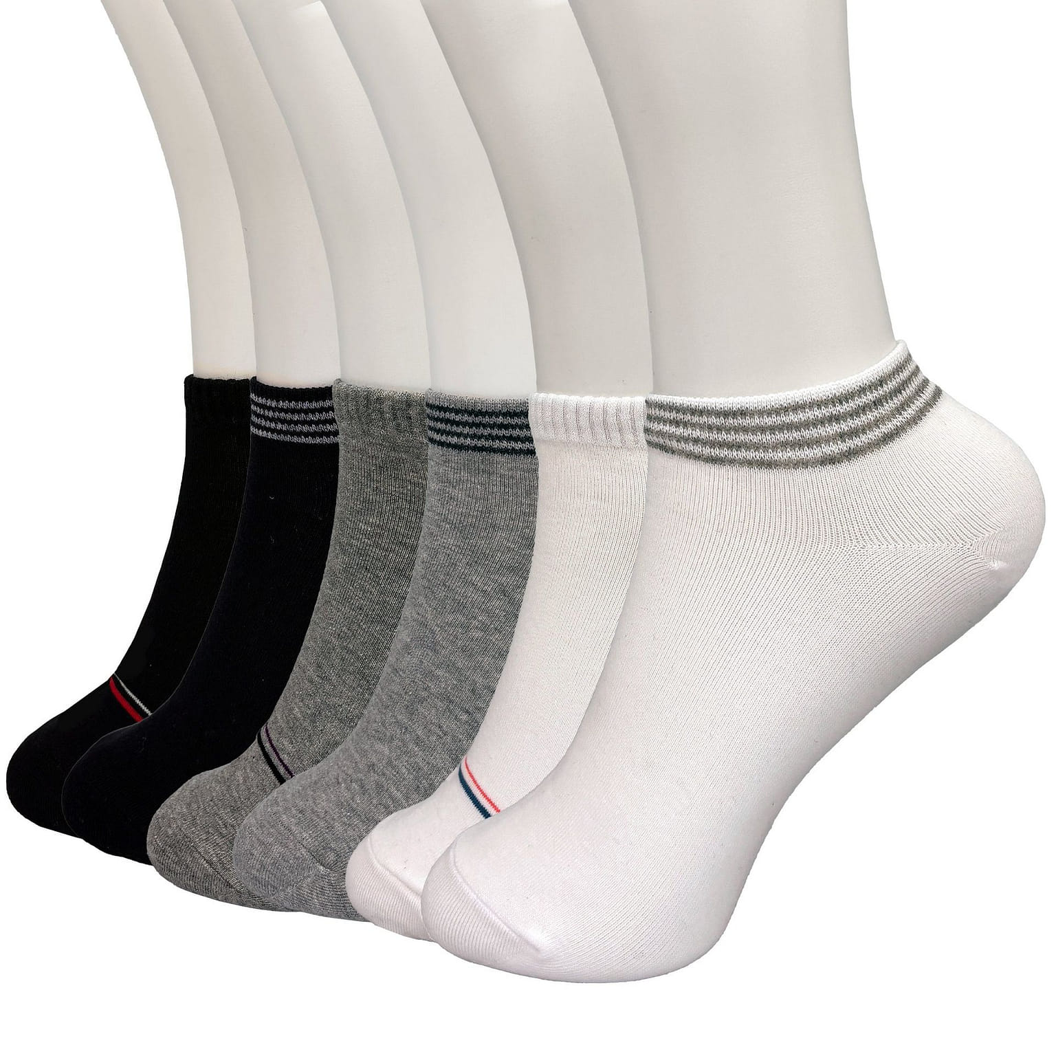FEETO Cotton Ankle Socks, 6 Pairs Stripe-Female-#1 1 ส่วน