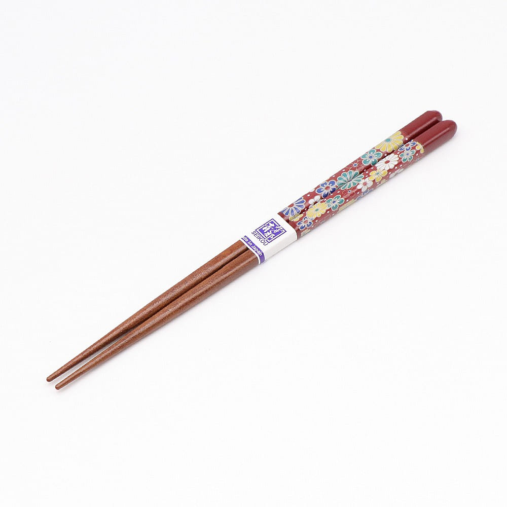 Kutani Ware Handmade Chopstick Red (Plum Chrysanth, 8.26") Made in Japan 1 ส่วน