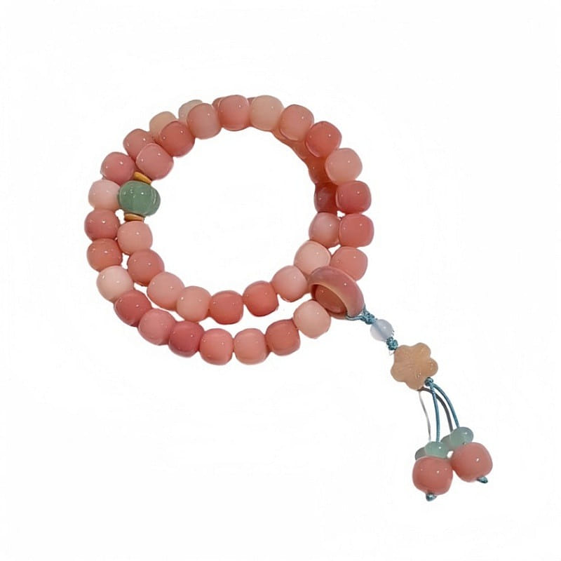 Blush Pink White Bodhi Root Bracelet 1 each