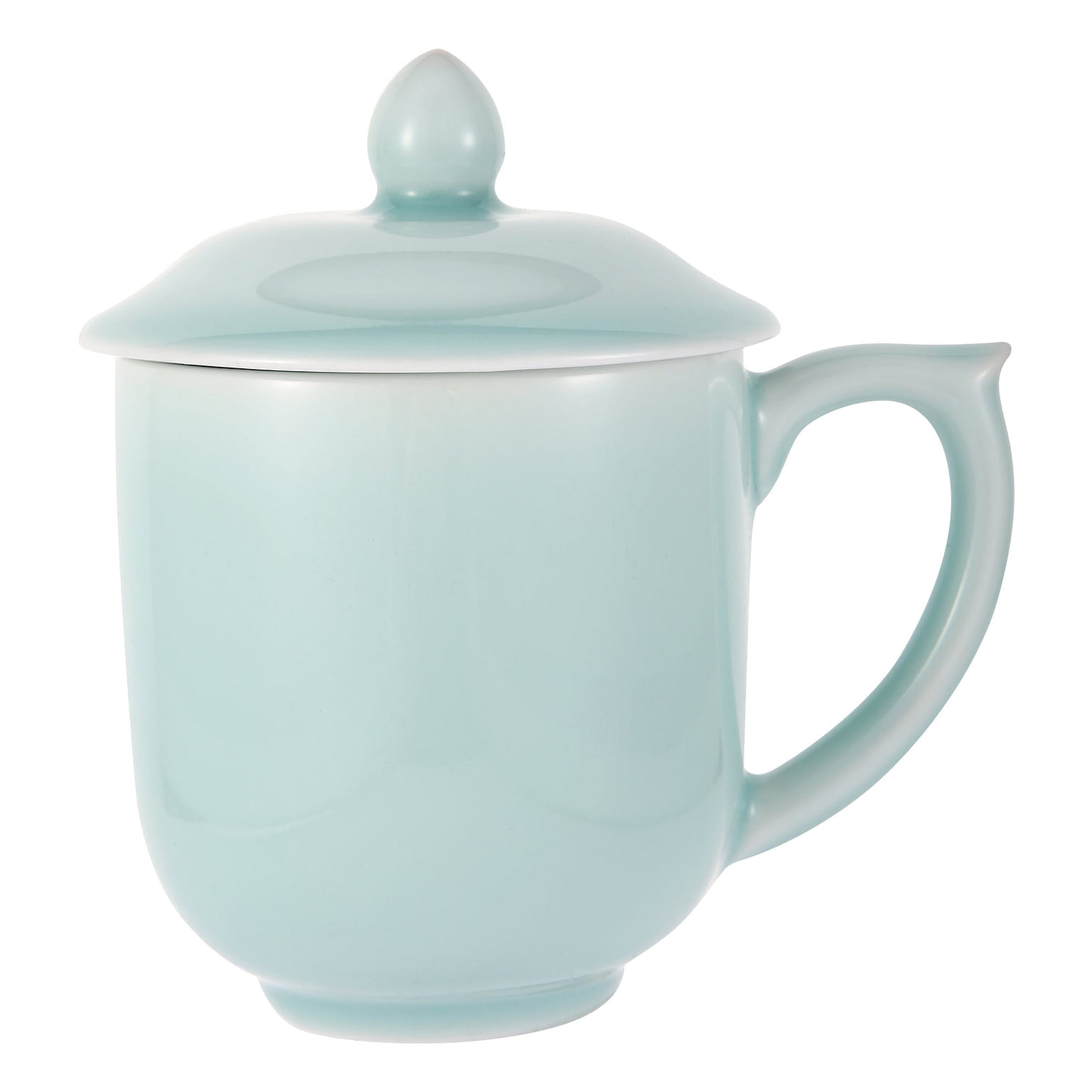 Celadon Teacup Coffee Mug Milk Cup General Cup with Lid 15oz Light Greenish Blue 1 個