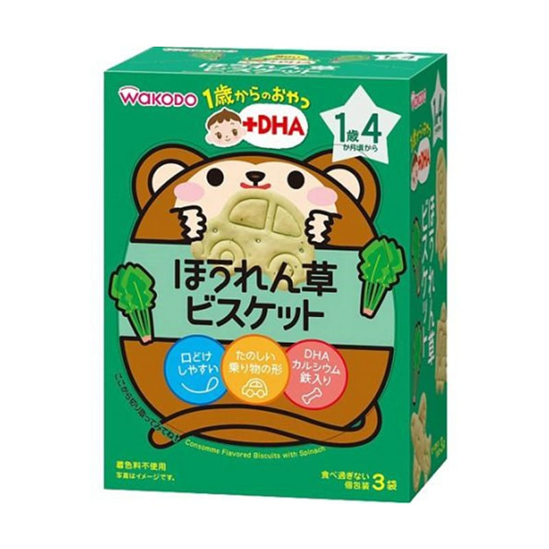 Wakodo up+DHA Spinach Biscuits 10g x 3 bags 1 ส่วน