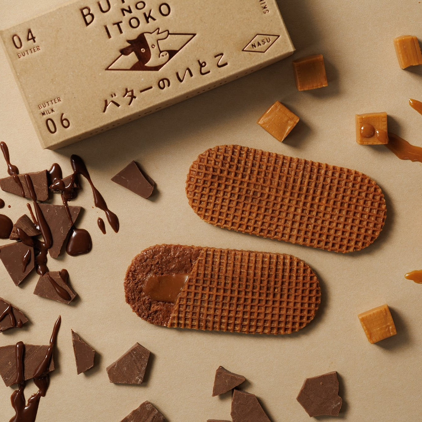 Japan Haneda Airport Limited Butter No Itoko Chocolate caramel Waffles 3pcs 1 box