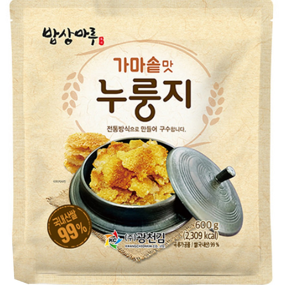 광천김 가마솥맛 누룽지 - 전통방식, 구수한 맛 600 그램