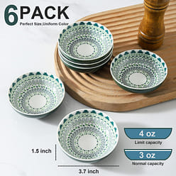 Deep Soy Sauce Dishes, 3.7 inch Ceramic Dipping Bowls 4 oz Small Dip Bowls Set 1 each