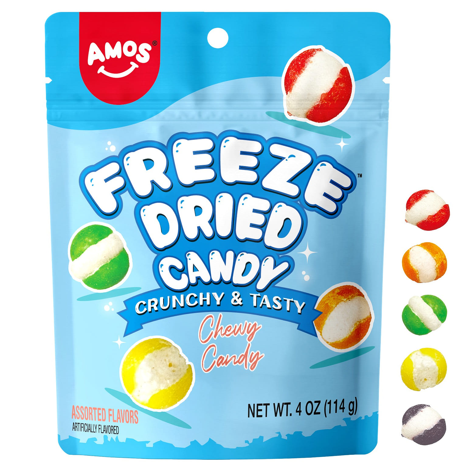 AMOS Freeze Dried Rainbow Candy, Premium Dry Freeze Crunchy Candy Sour Candy 4 온스