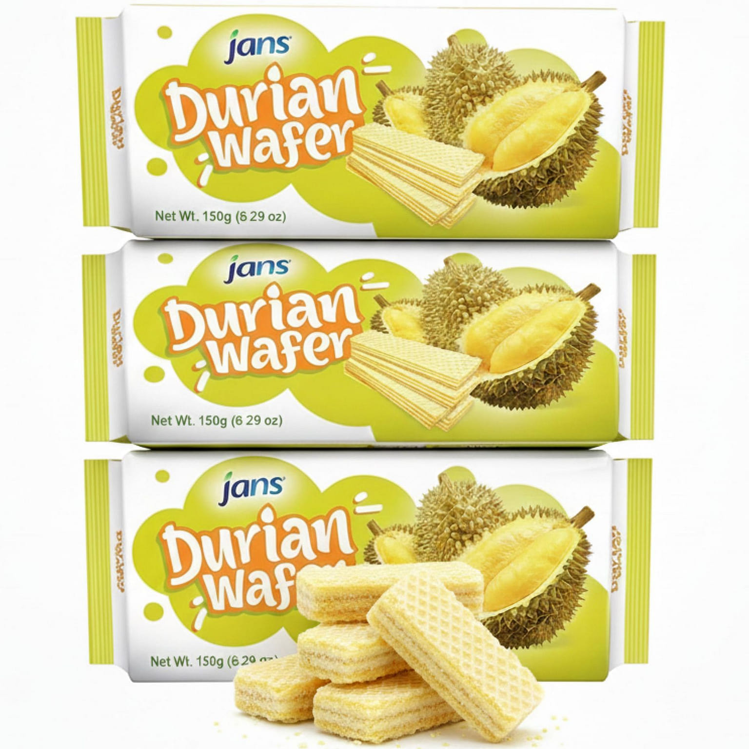 Jans - Bánh xốp Sầu riêng, 150g, Hộp 3 gói 5.3 oz*3 gói