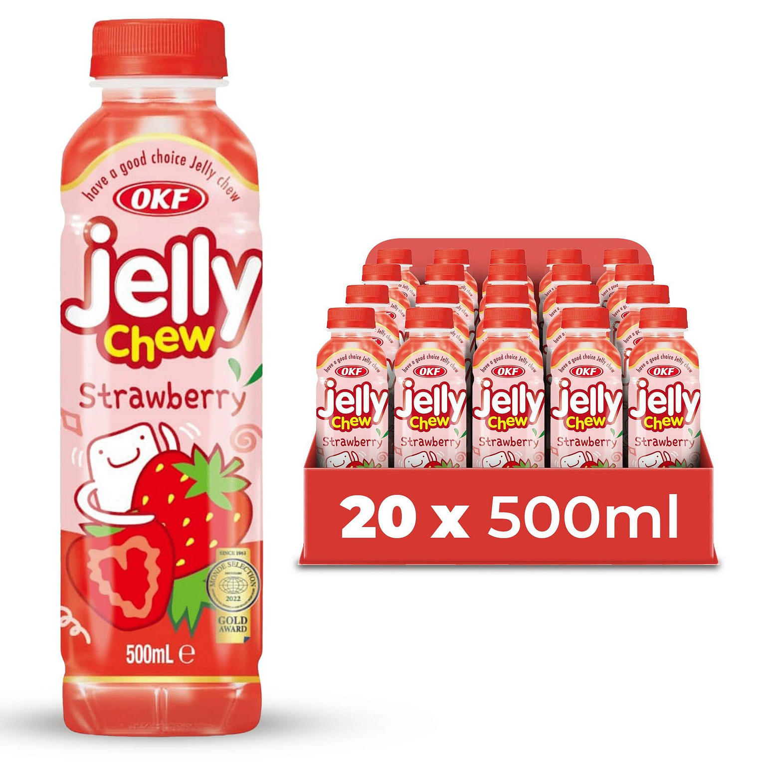 OKF Nước dừa với thạch dừa vị dâu tây - 20 gói 16.9 fl.oz