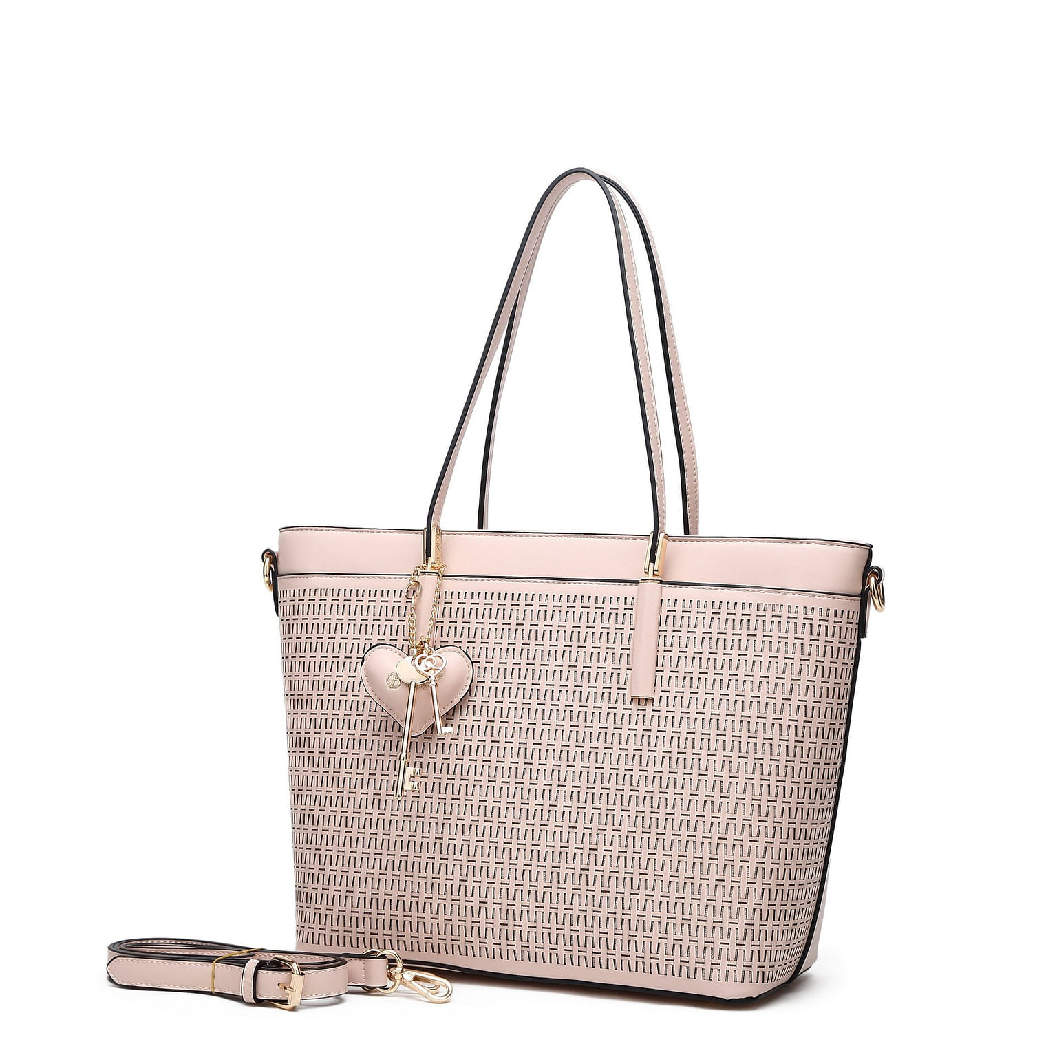 Sacred Love Wings Crystal Vegan Leather Tote Bag + Wallet [RA8869+RAW8868-IV] 1 個