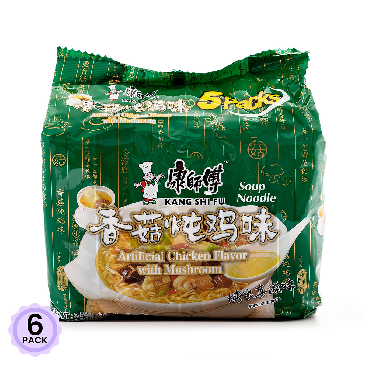 Kang Shi Fu 버섯탕면 닭고기 맛 17.6 온스*6 팩