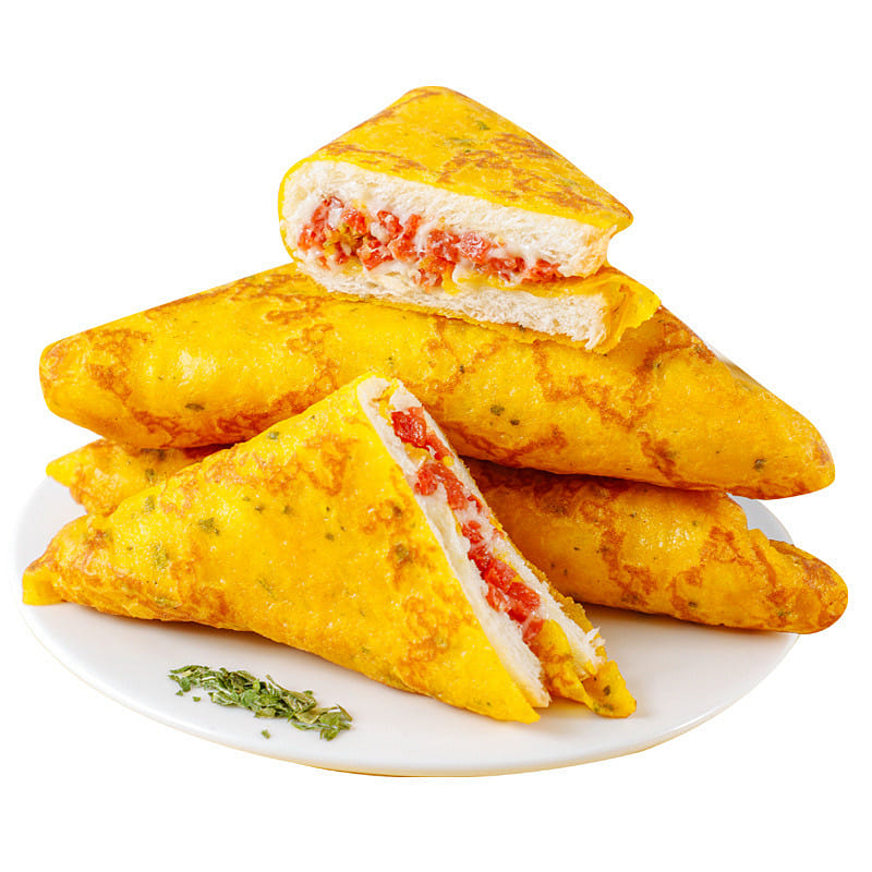 Shallot triangle wrap, egg crust, toast, sandwich bread, office breakfast, stude 390 g