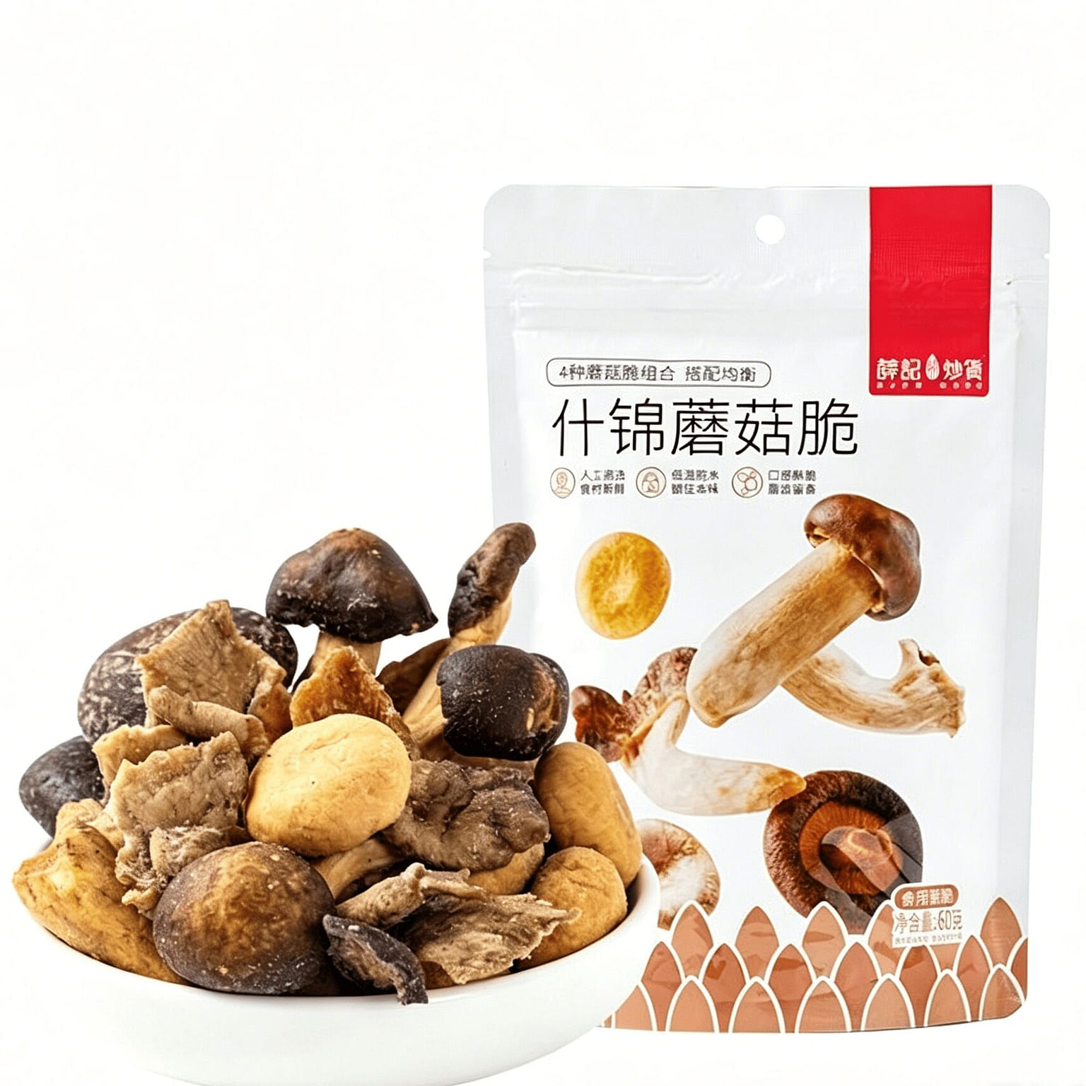 薛记炒货什锦蘑菇脆蘑菇干香脆蘑菇干香脆组合装60g 60 克