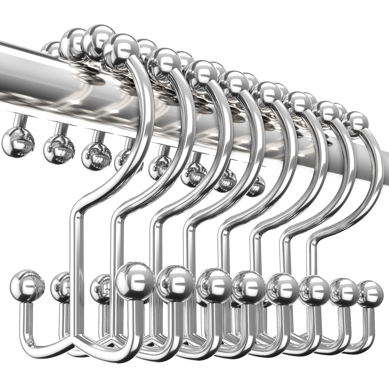 Double Glide Roller Set of 12 Shower Curtain Hooks 1 pack