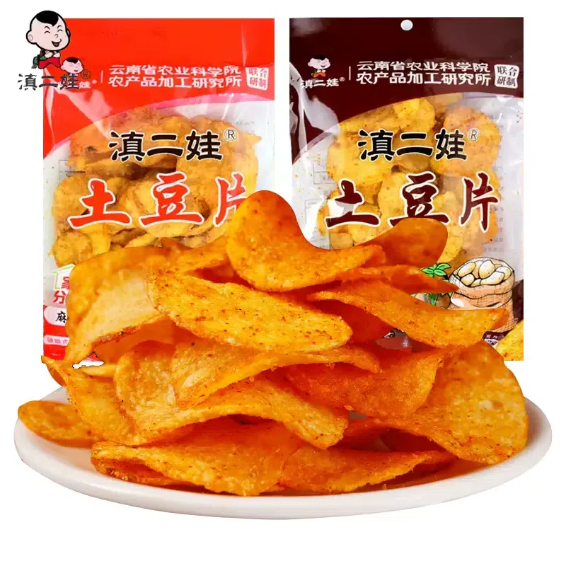 Dian Er Wa Potato Slices 51g * 2 bags (1 bag of spicy and 1 bag of Hu La) 102 그램