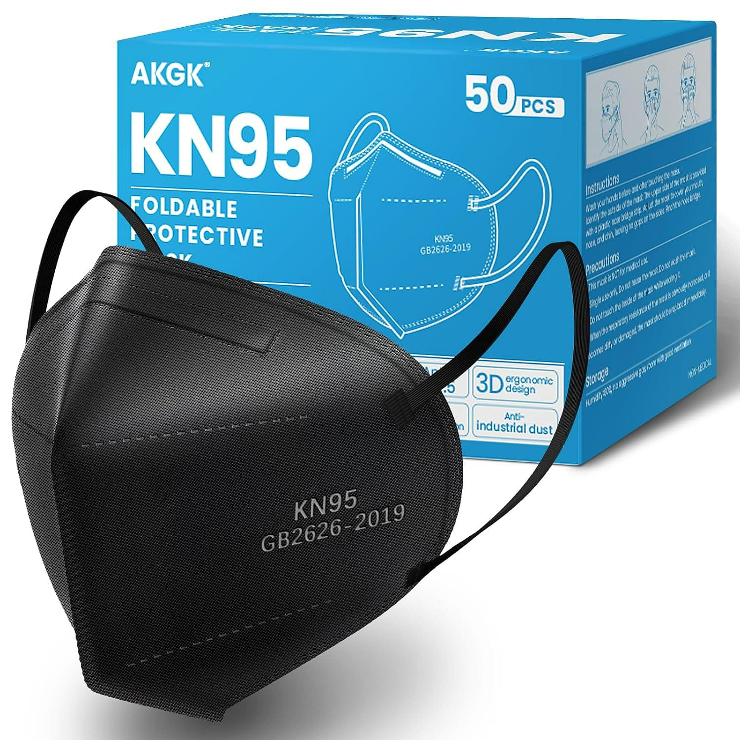 Ataraxia KN95 Face Mask 50 PCS Black 1 each
