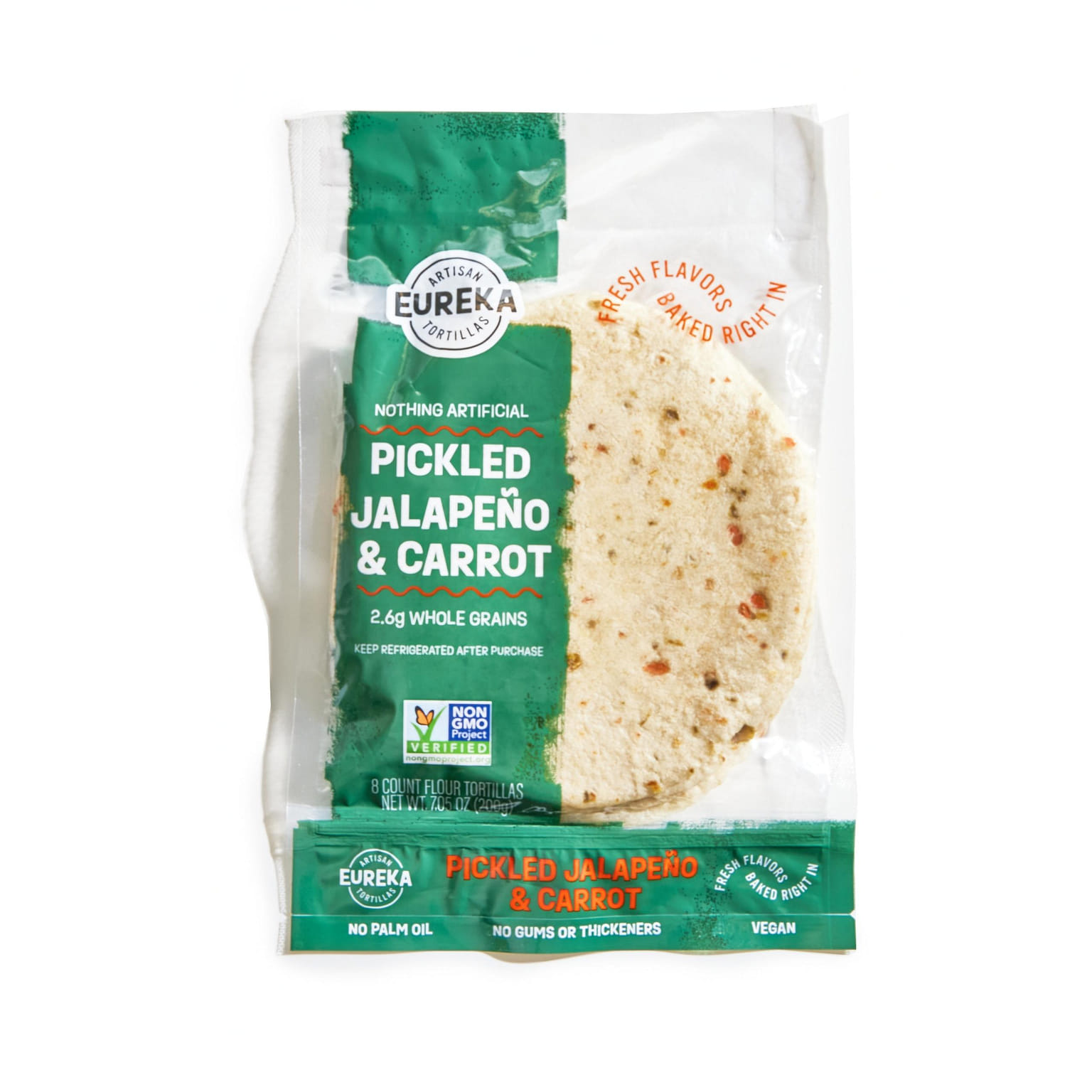 Eureka Tortilla Pickled Jalapeño & Carrot Wheat Flour Tortillas 6'' - Tacos 7.05 oz