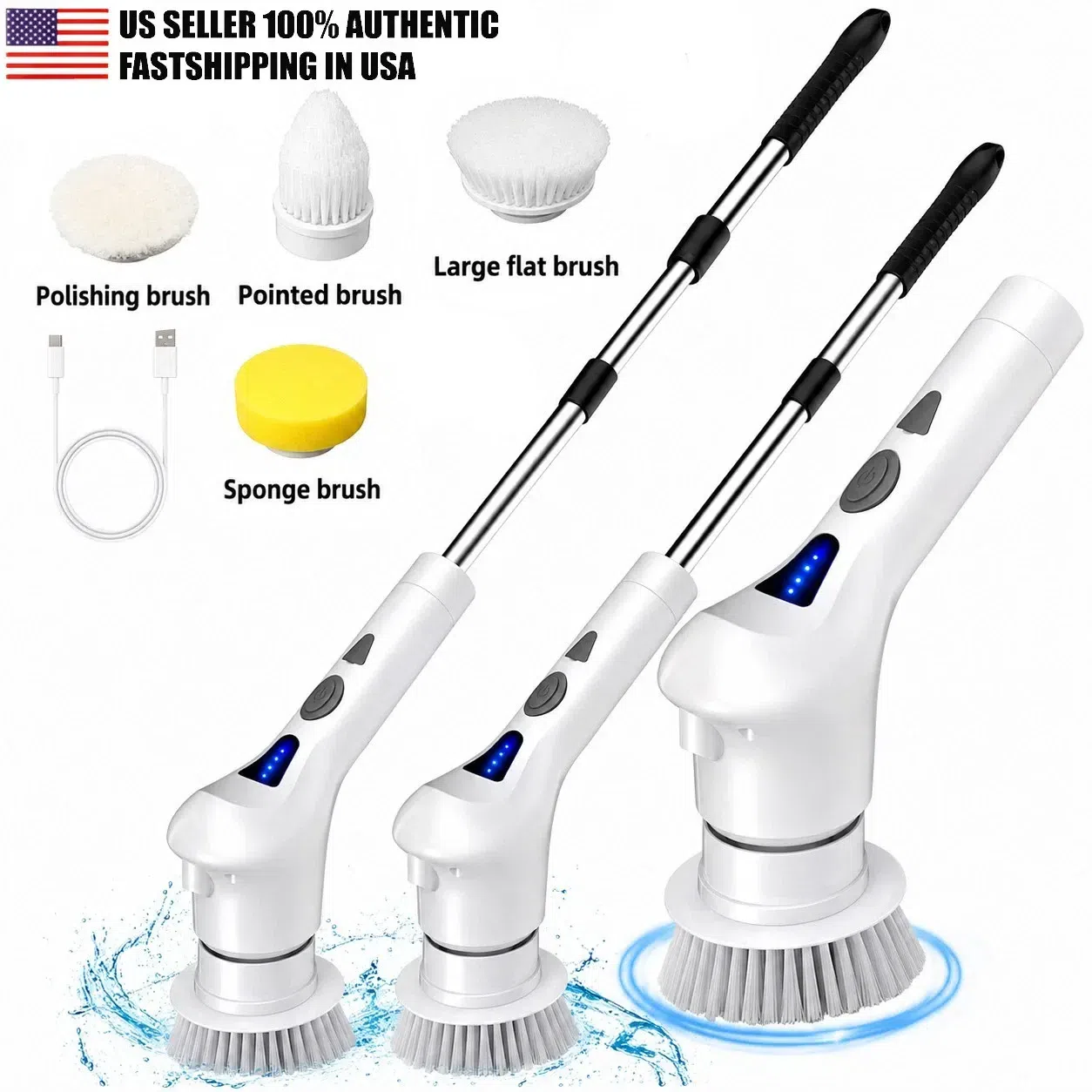 4 Heads Electric Spin Scrubber Cordless Bathtub 1 box