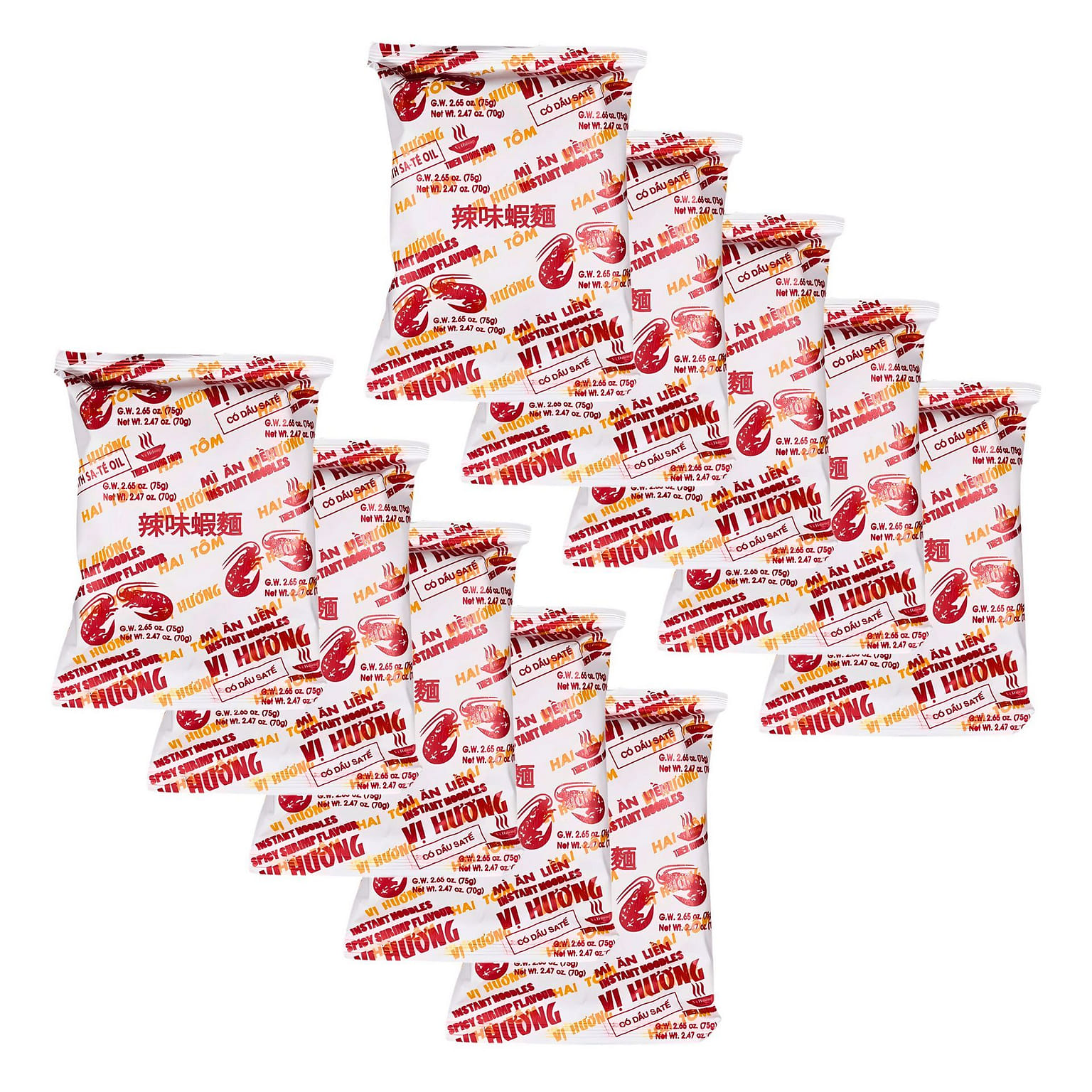 VI HUONG Spicy Shrimp Flavour Noodles 70g 10 Pack 1 개